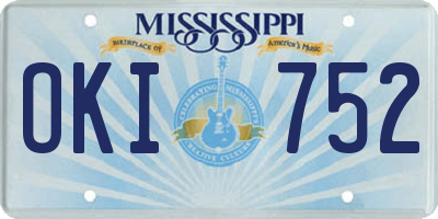 MS license plate OKI752