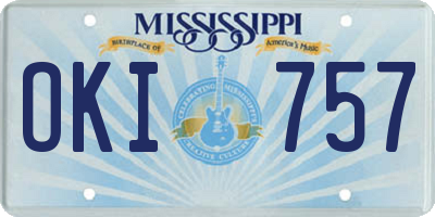MS license plate OKI757