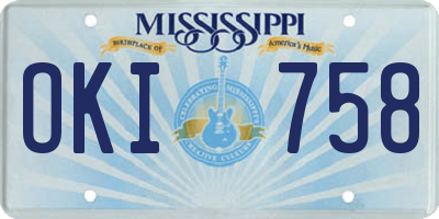 MS license plate OKI758