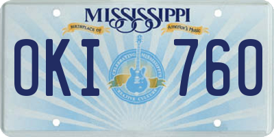 MS license plate OKI760