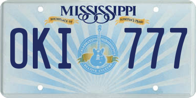 MS license plate OKI777