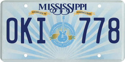 MS license plate OKI778