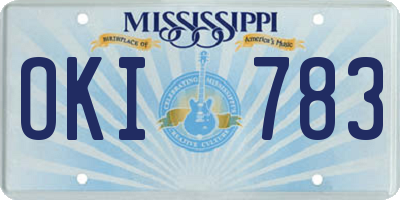 MS license plate OKI783