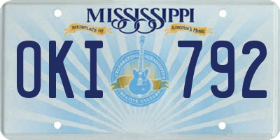 MS license plate OKI792