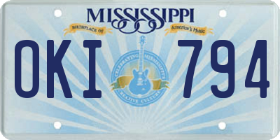 MS license plate OKI794