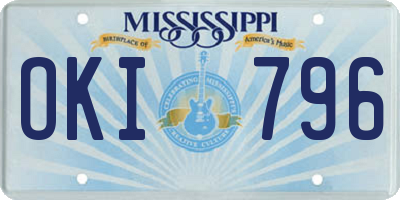 MS license plate OKI796