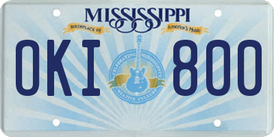 MS license plate OKI800