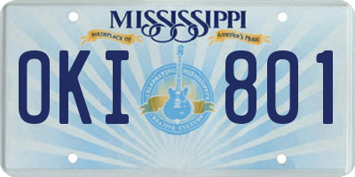MS license plate OKI801