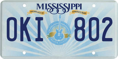 MS license plate OKI802