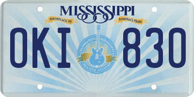 MS license plate OKI830