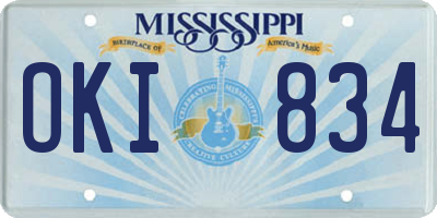 MS license plate OKI834