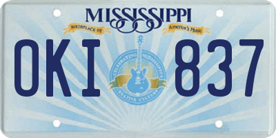 MS license plate OKI837