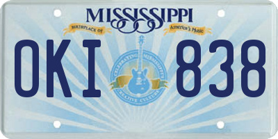 MS license plate OKI838