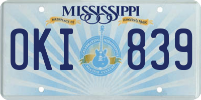 MS license plate OKI839