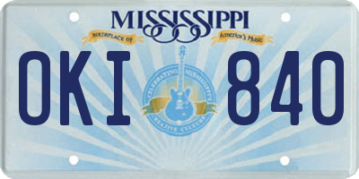 MS license plate OKI840