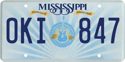 MS license plate OKI847