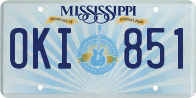 MS license plate OKI851