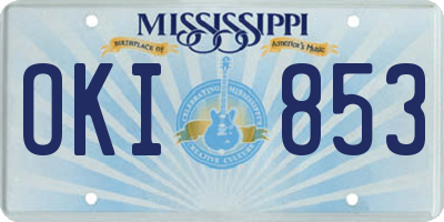 MS license plate OKI853