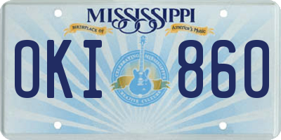 MS license plate OKI860