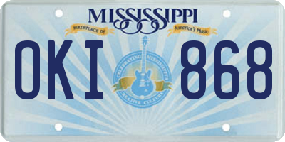 MS license plate OKI868