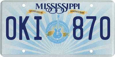 MS license plate OKI870