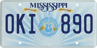 MS license plate OKI890