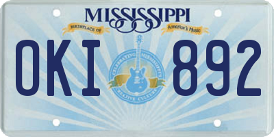 MS license plate OKI892