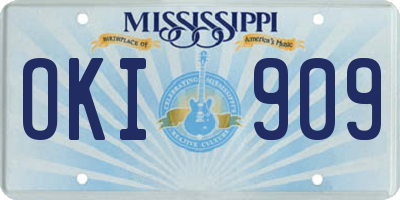 MS license plate OKI909