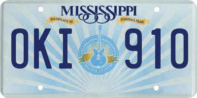 MS license plate OKI910