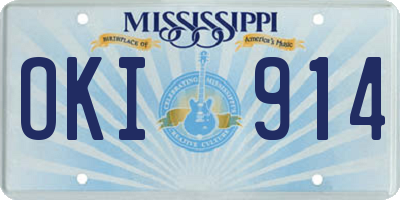MS license plate OKI914