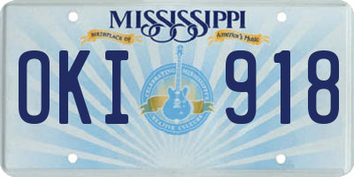 MS license plate OKI918