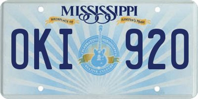 MS license plate OKI920