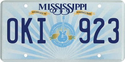MS license plate OKI923