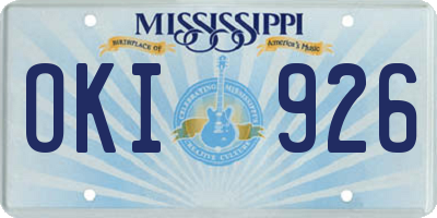 MS license plate OKI926