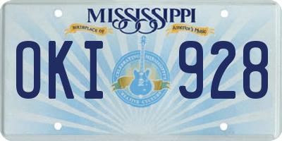 MS license plate OKI928