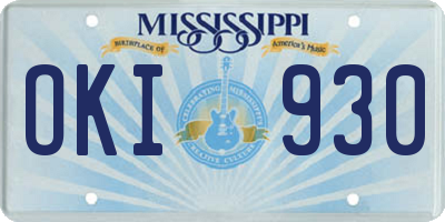 MS license plate OKI930