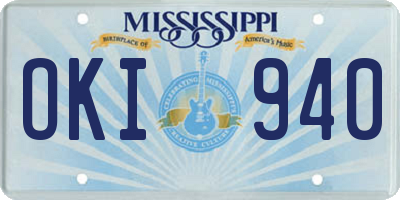 MS license plate OKI940
