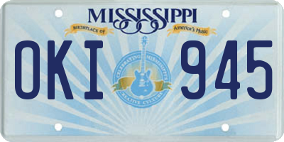 MS license plate OKI945