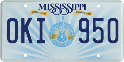 MS license plate OKI950