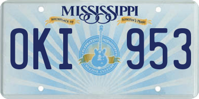 MS license plate OKI953