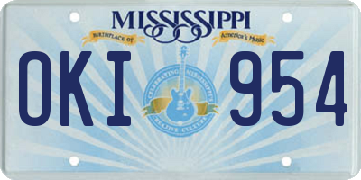 MS license plate OKI954