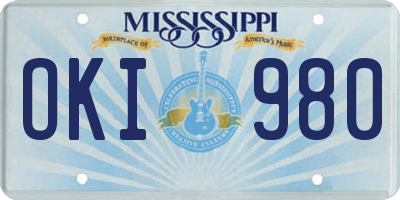 MS license plate OKI980
