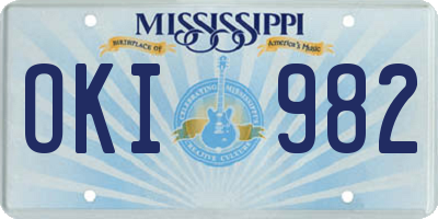 MS license plate OKI982