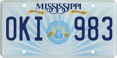 MS license plate OKI983