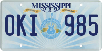 MS license plate OKI985