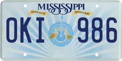 MS license plate OKI986