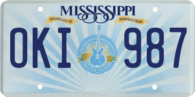 MS license plate OKI987
