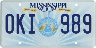 MS license plate OKI989