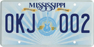 MS license plate OKJ002
