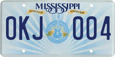 MS license plate OKJ004